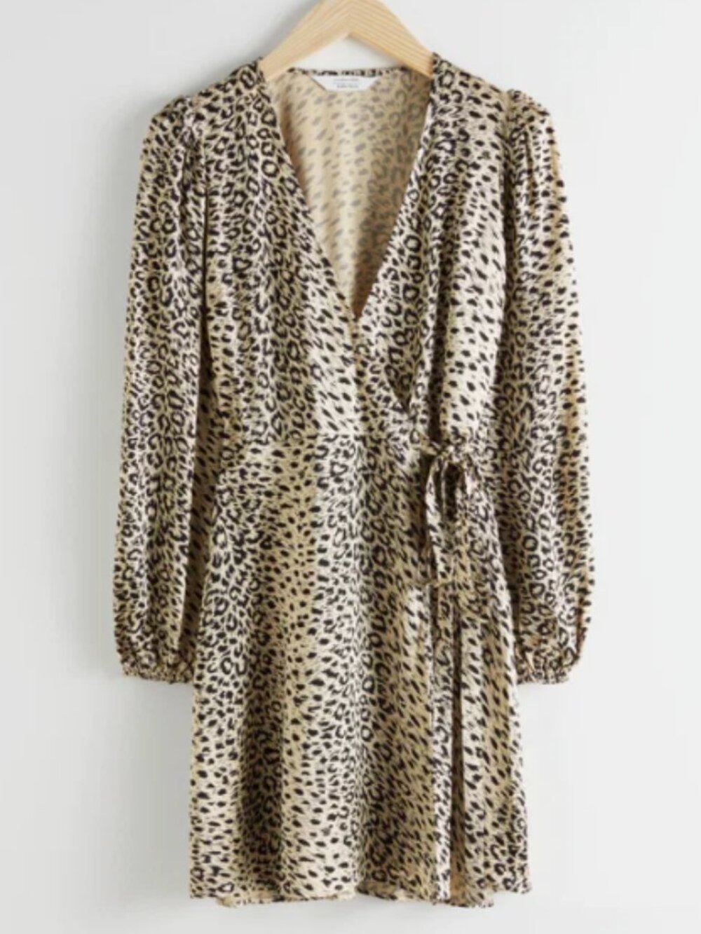 & Other Stories NWT Leopard Print Long Sleeve Wrap Dress in Gold/Cream & Black-8